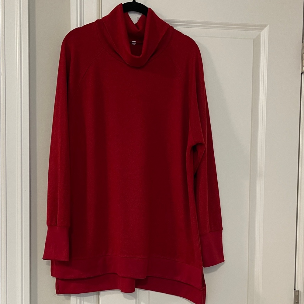 Women's Red Turtleneck Tunic Sweater